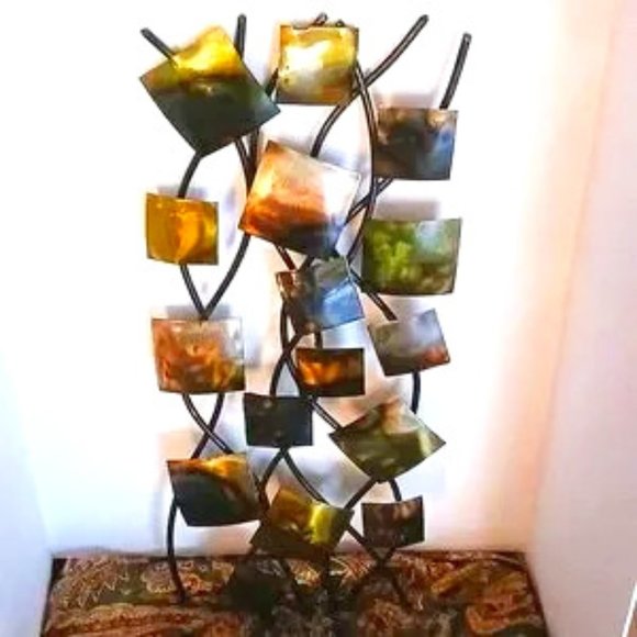 Accents | Unique Hammered Copper Brass Modern Art Wall Hanging On ... - Unique Hammered Metal Room Decor